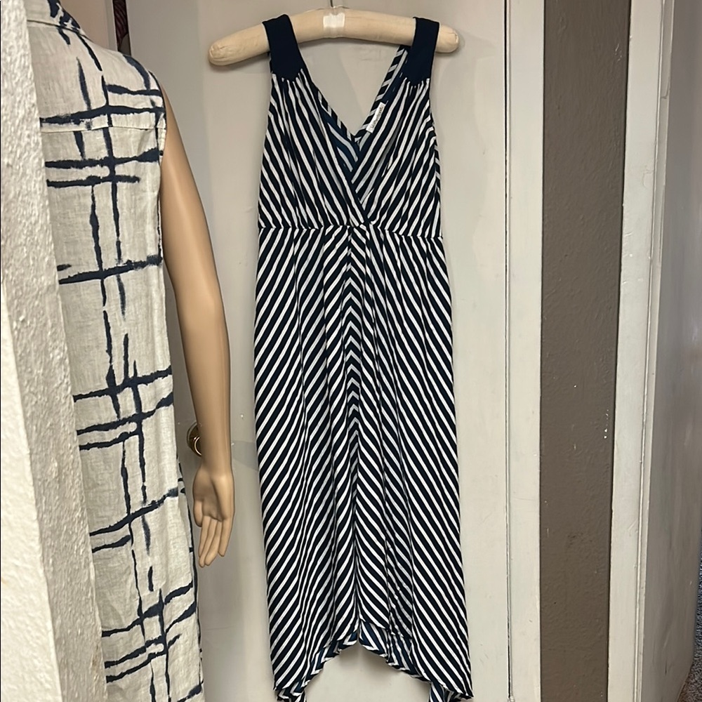 Motherhood Navy and White High Low Dress